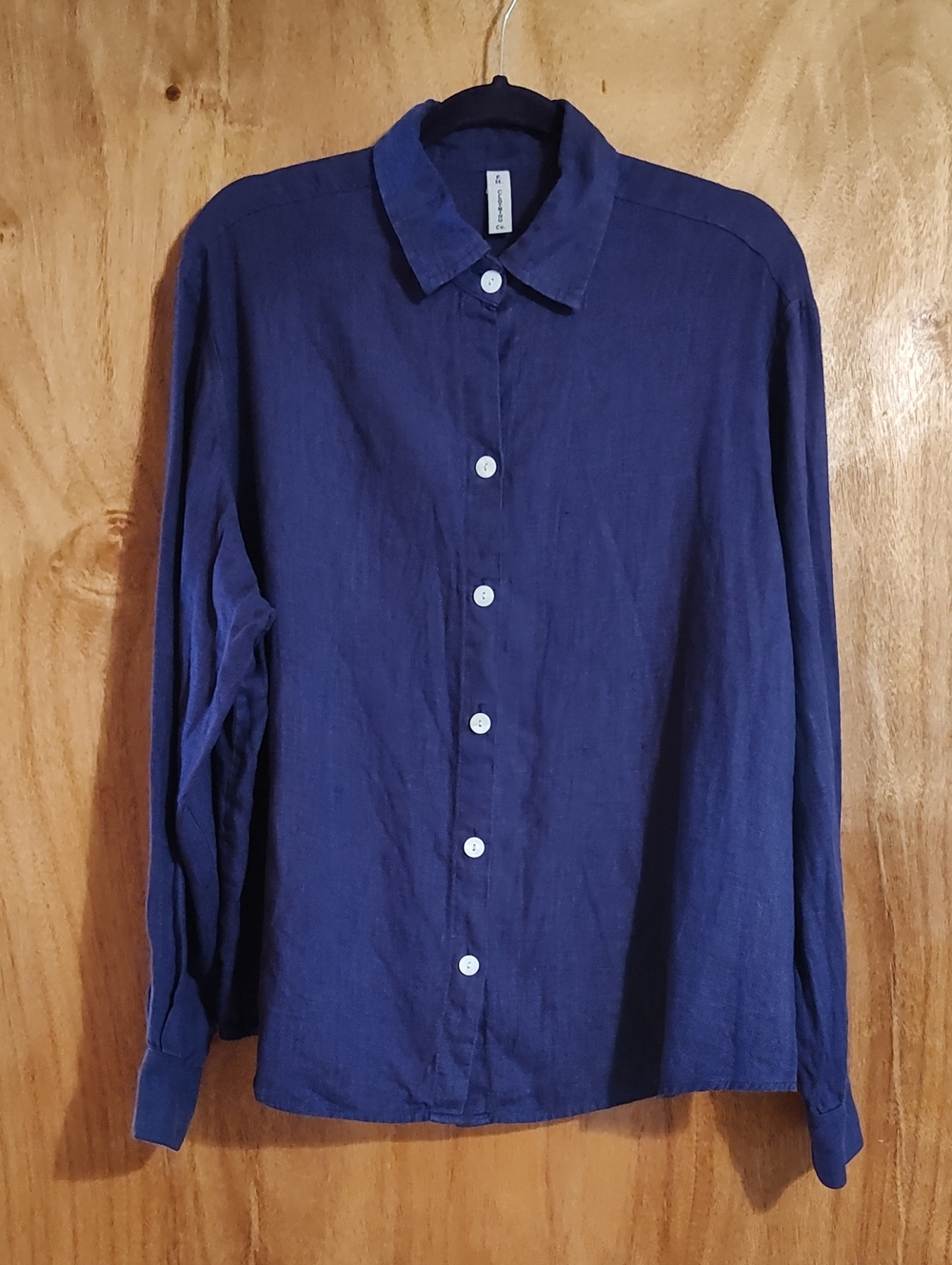 F.H. Clothing Co. Womens Linen Button-Up Shirt Royal Purple Made In USA Size XL